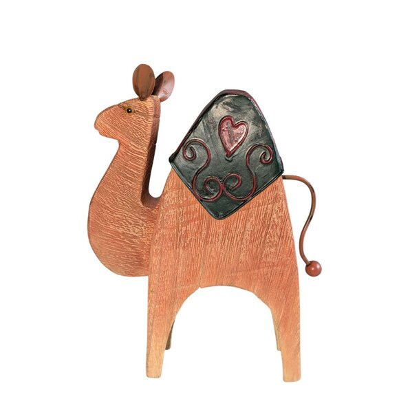 Nativity Set w/ Holy Family 3 Wise Men & Camel Wood/Metal/Ceramic Rustic - Picture 5 of 16